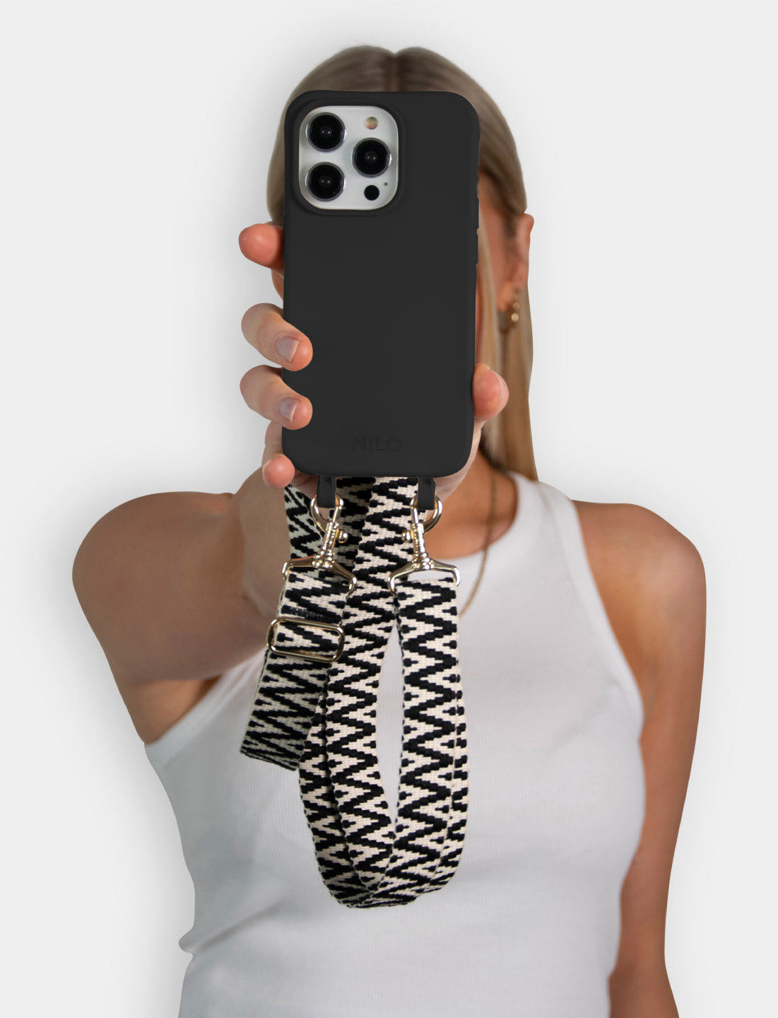Schwarze Handyhülle - 2 in 1 Case zum umhängen