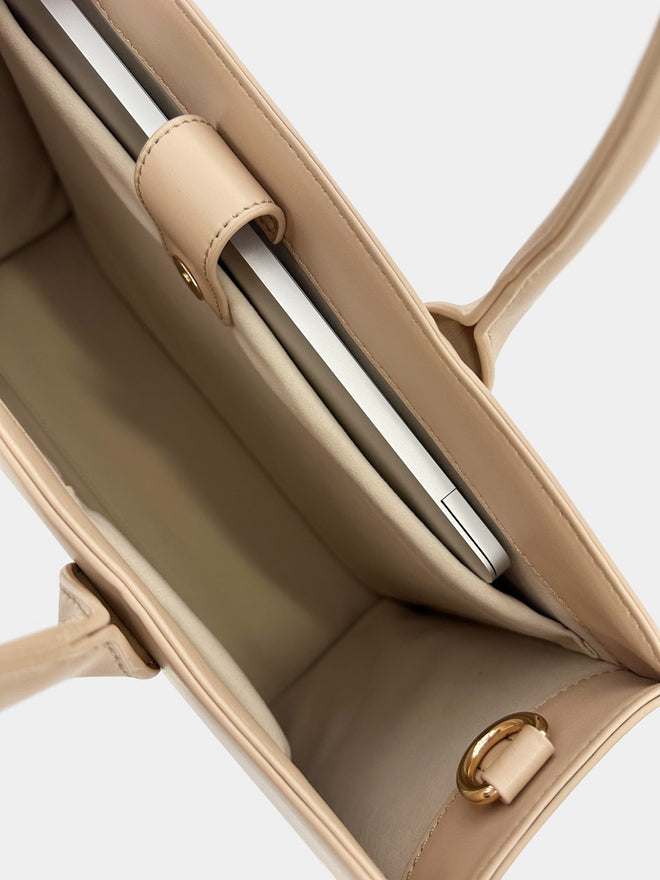 Tote Bag Beige mit Laptopfach