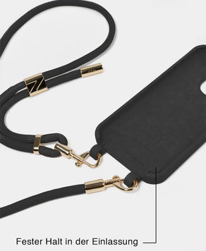 Schwarze Handyhülle mit Handykette