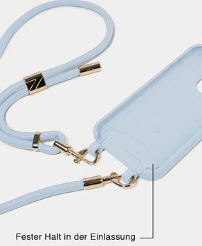Babyblaue Handyhülle mit Handykette