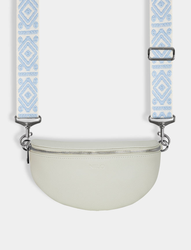 Crossbody Bag - Beige + Blue Angle