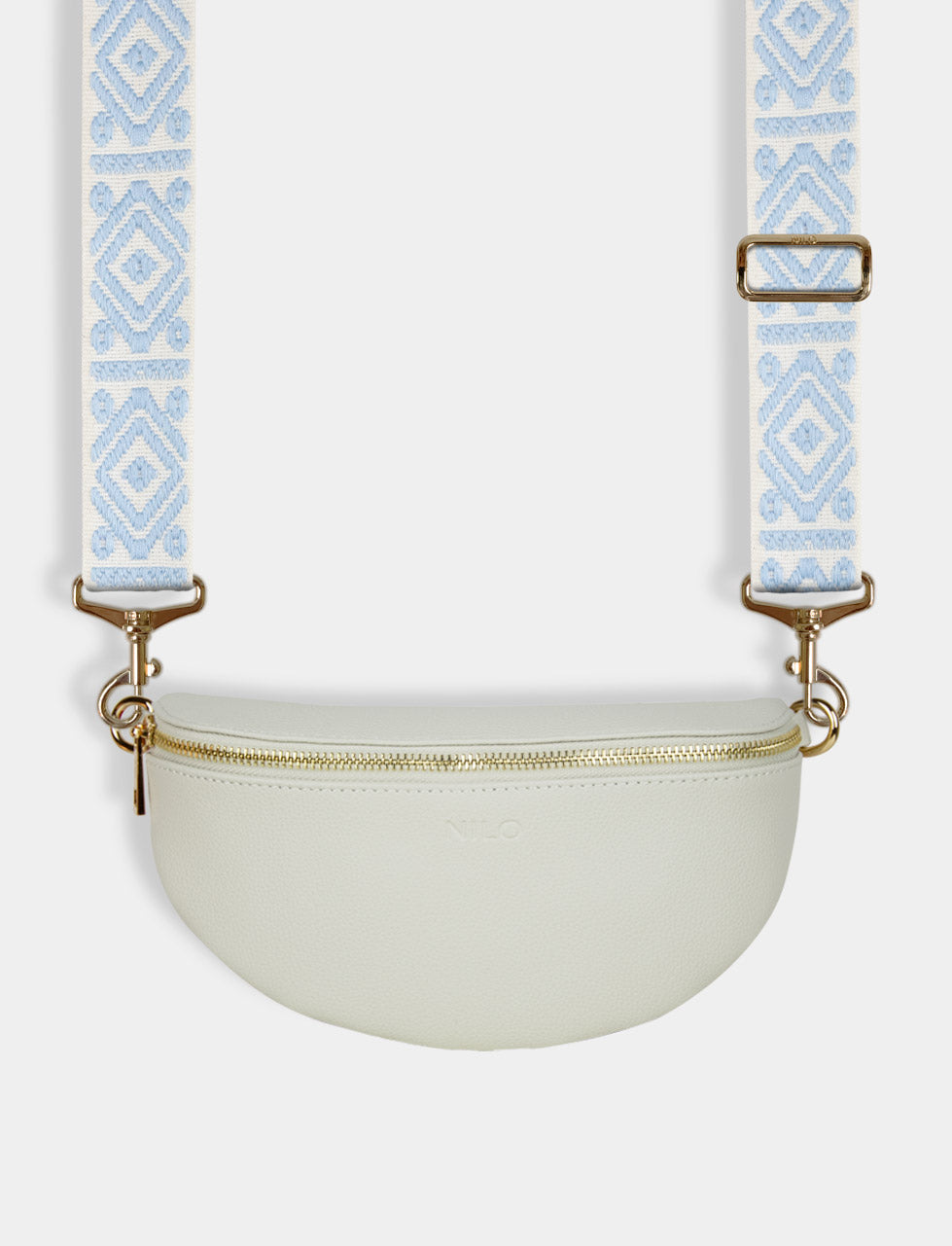 Crossbody Bag - Beige + Blue Angle