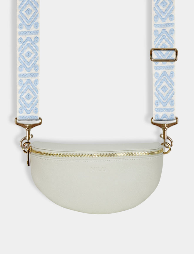Crossbody Bag - Beige + Blue Angle