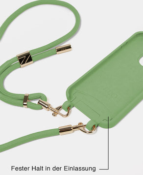 Grüne Handyhülle mit Handykette