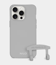 Graue Handyhülle mit Ösen zum Umhängen