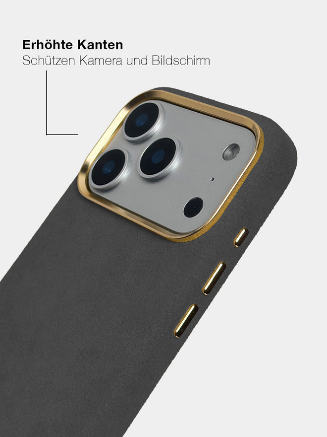 Gunmetal Alcantara (Gold) - MagSafe Handyhülle IPhone 17 Pro Max