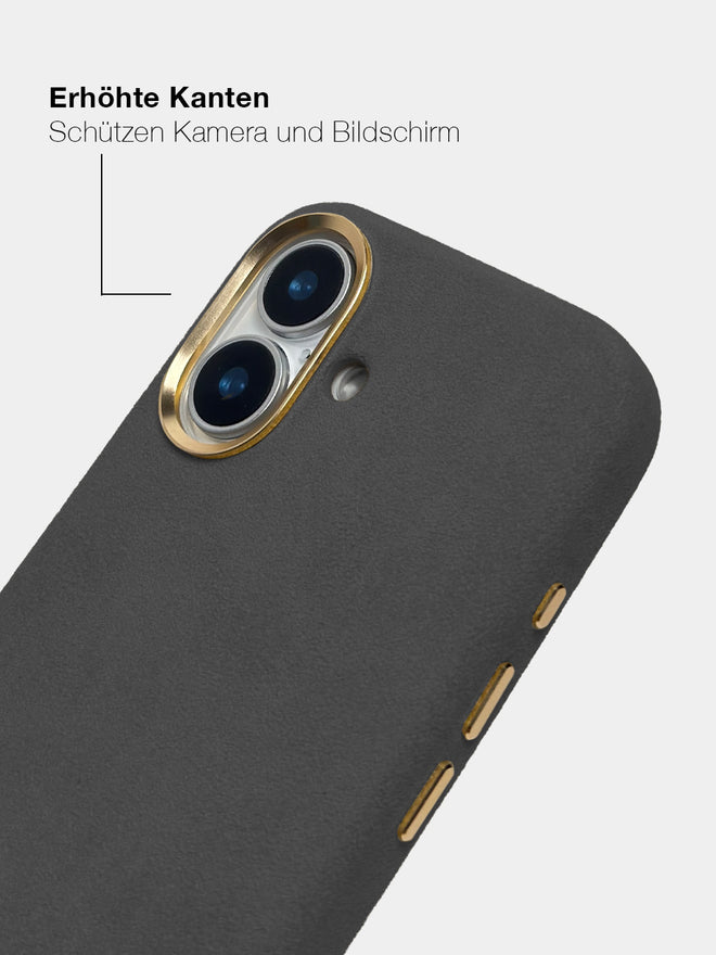 Gunmetal Alcantara (Gold) - MagSafe Handyhülle IPhone 17