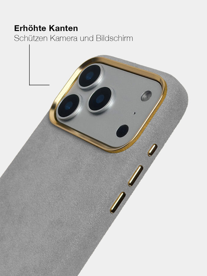 Light Grey Alcantara (Gold) - MagSafe Handyhülle IPhone 17 Pro