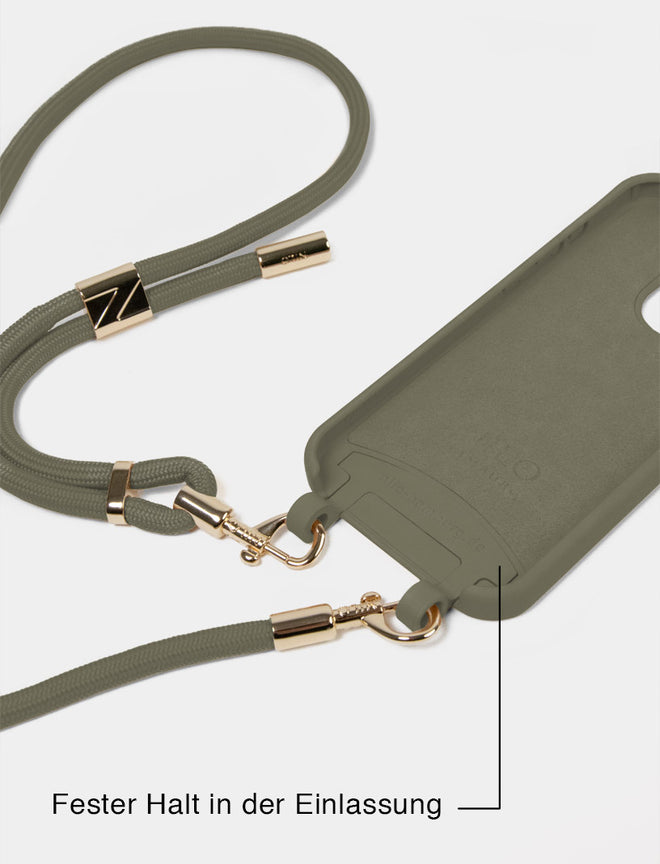 Olive Handyhülle mit Handykette