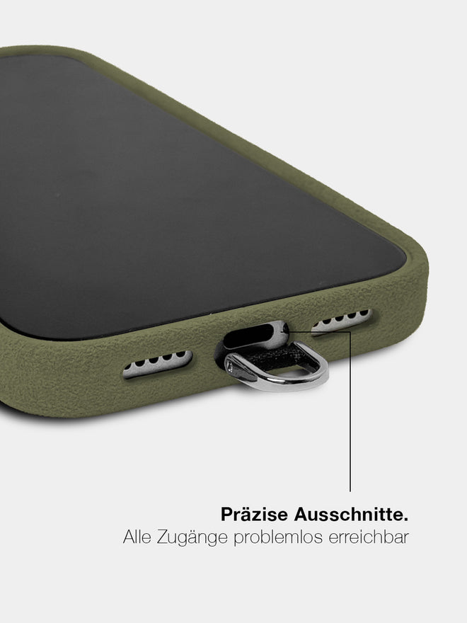 Olive Alcantara (Silber) - MagSafe Handyhülle IPhone 17