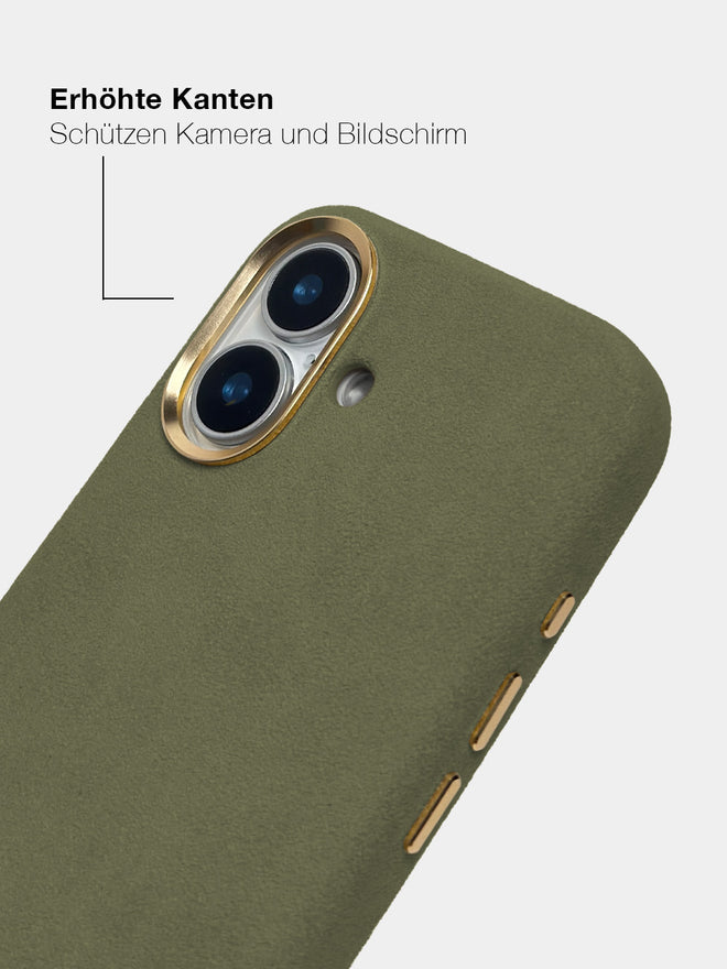 Olive Alcantara (Gold) - MagSafe Handyhülle IPhone 17