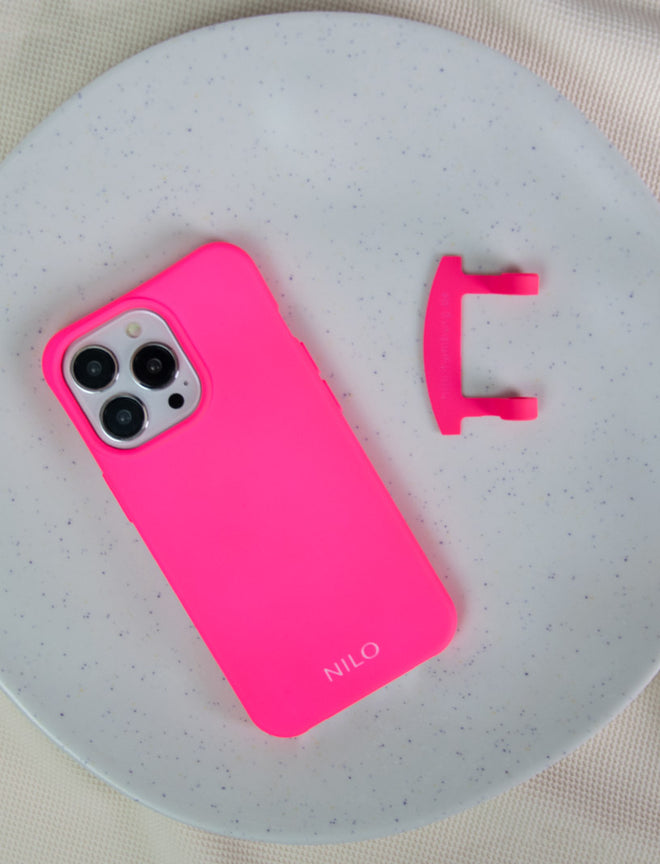 Neon Pink Hülle mit Band