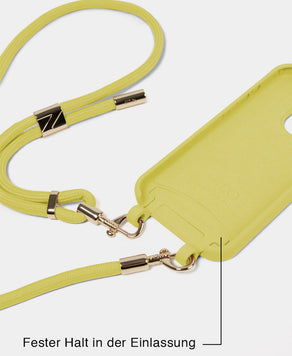 Gelbe Handyhülle mit Handykette