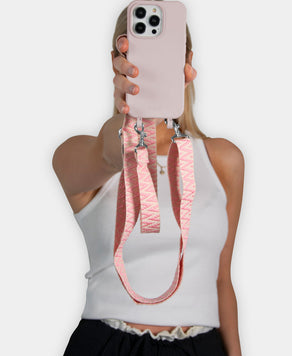 Rosa Handyhülle mit Handykette