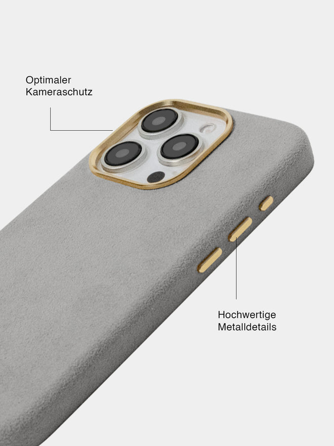 Light Grey Alcantara (Gold) - MagSafe Handyhülle