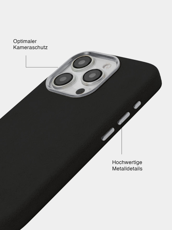 Black Alcantara (Silber) - MagSafe Handyhülle