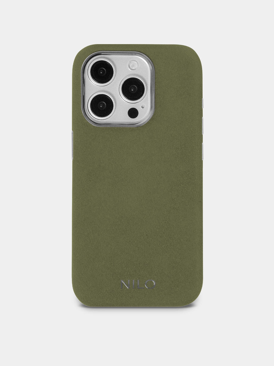 Olive Alcantara (Silber) - MagSafe Handyhülle