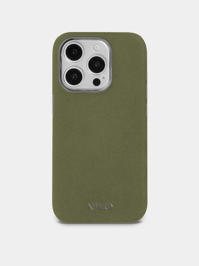 Olive Alcantara (Silber) - MagSafe Handyhülle