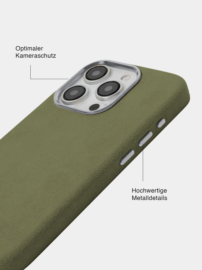 Olive Alcantara (Silber) - MagSafe Handyhülle