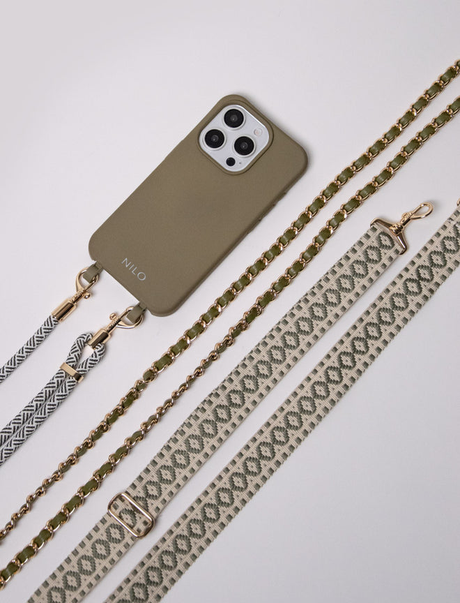 Premium Set - Olive (1 Hülle + 3 Handyketten)